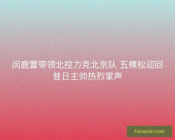 闵鹿蕾带领北控力克北京队 五棵松迎回昔日主帅热烈掌声