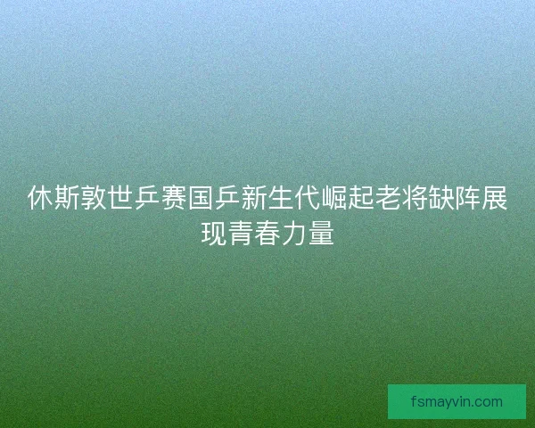 休斯敦世乒赛国乒新生代崛起老将缺阵展现青春力量